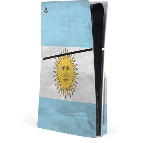 Argentina Flag Distressed PS5 Slim Disk Console Skin